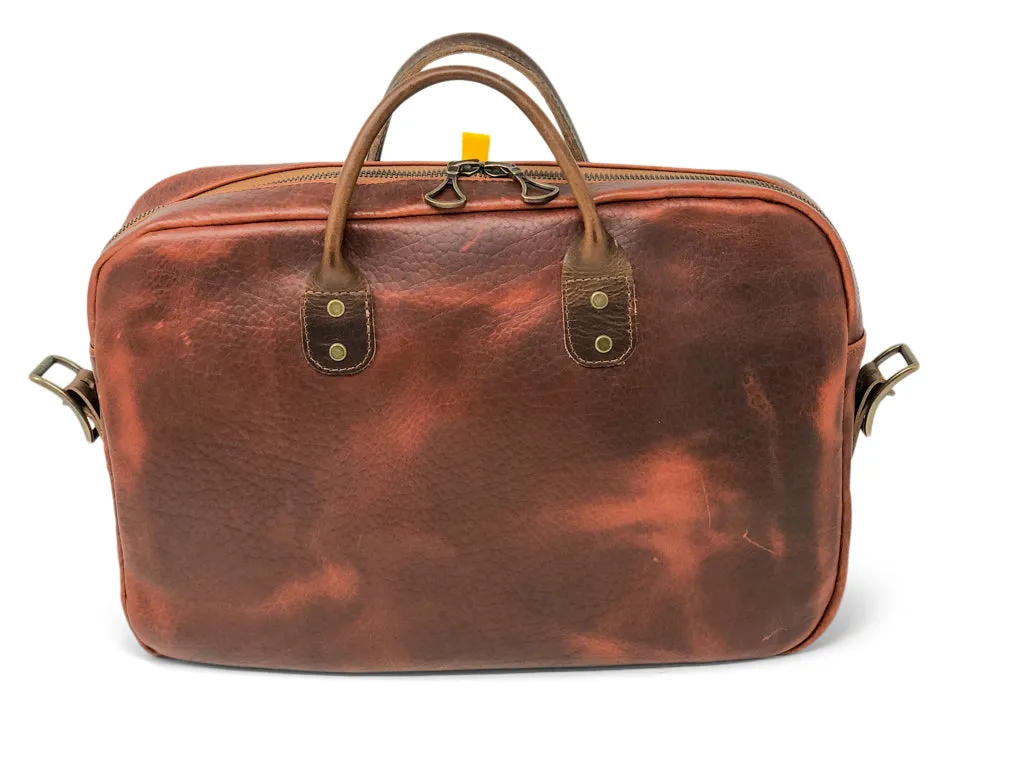 Slim Briefcase in Tan Shrunken Buffalo Leather