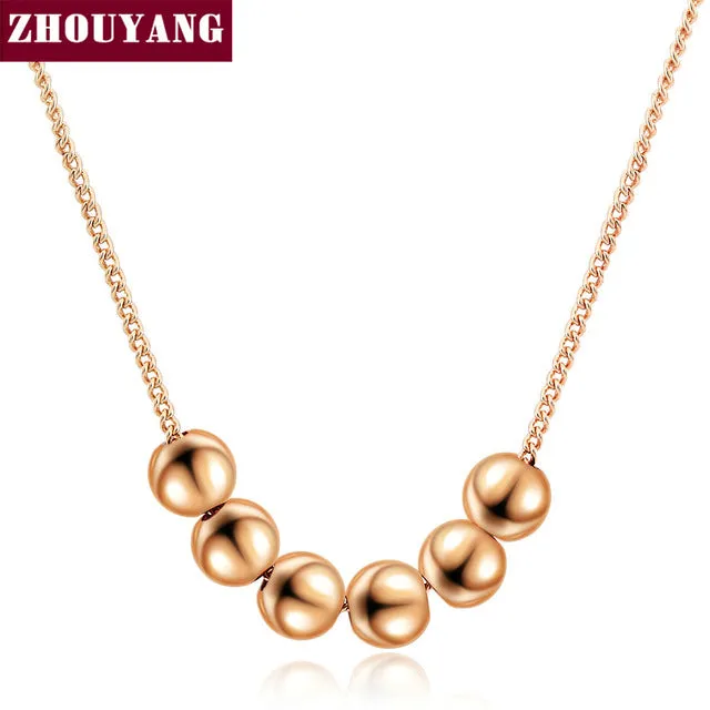 Small Bead Ball Rose Gold Color Pendant Necklace Jewelry CZ Crystal Wholesale Wedding Gift For Women Top Quality ZYN267 ZYN268