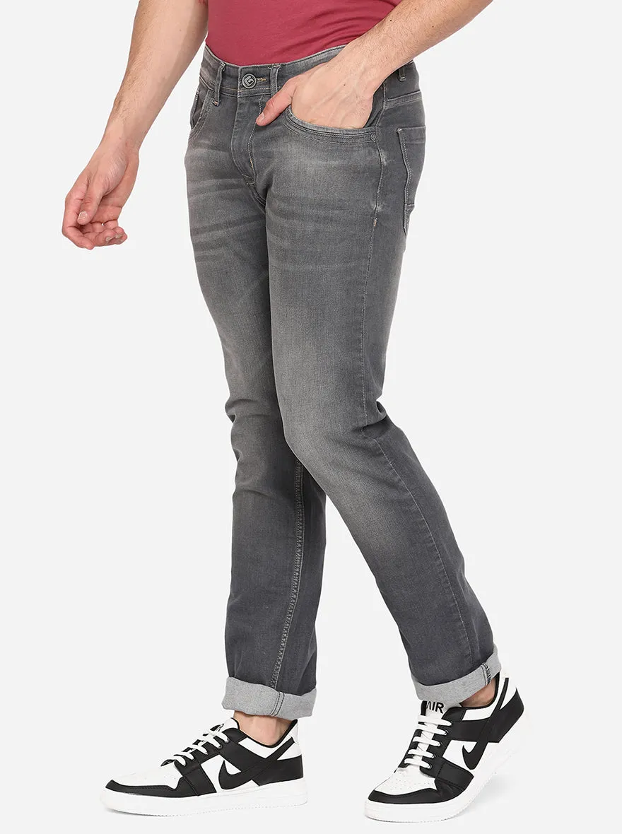 Steel Grey Solid Straight Fit Jeans | Greenfibre