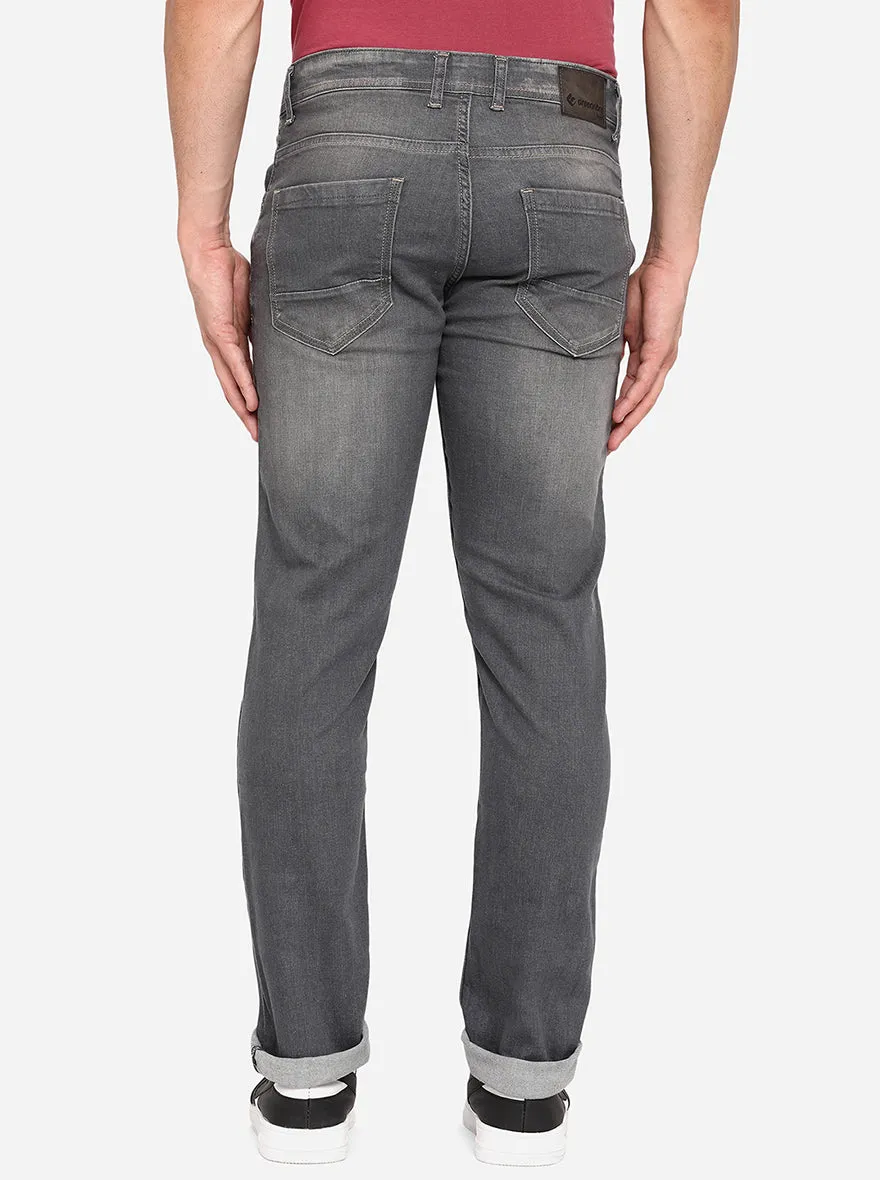 Steel Grey Solid Straight Fit Jeans | Greenfibre