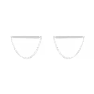 Sterling Silver Bar & Chain Stud Earrings