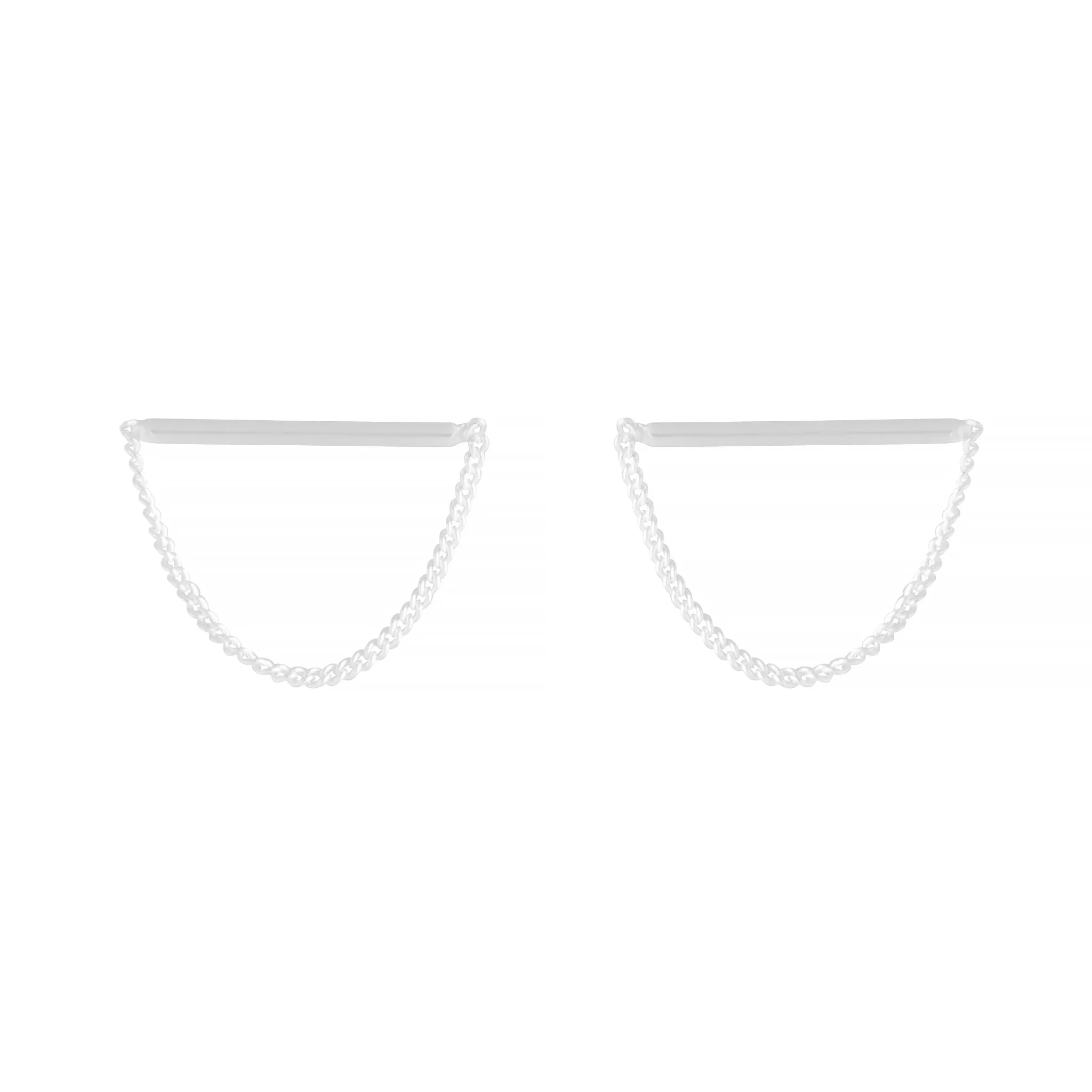 Sterling Silver Bar & Chain Stud Earrings