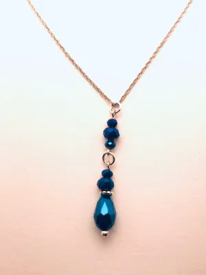 Sterling Silver Necklace with Blue Crystals