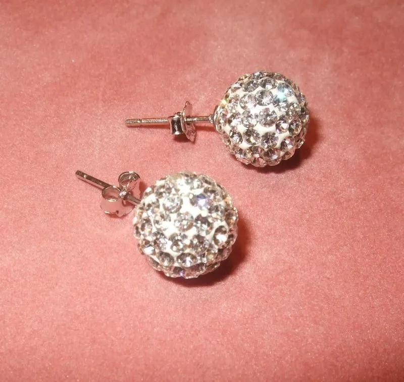 Swarovski Crystal Stud Ball Earrings in sterling silver