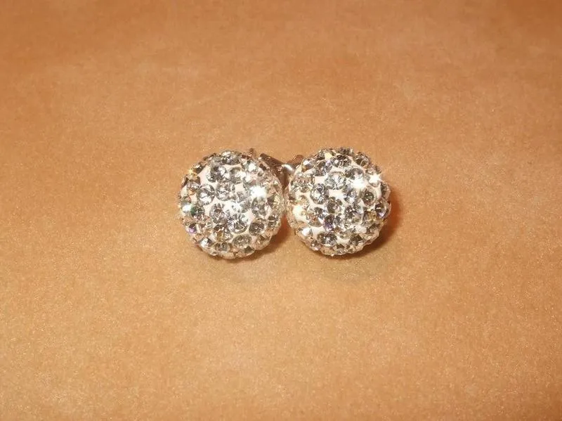 Swarovski Crystal Stud Ball Earrings in sterling silver