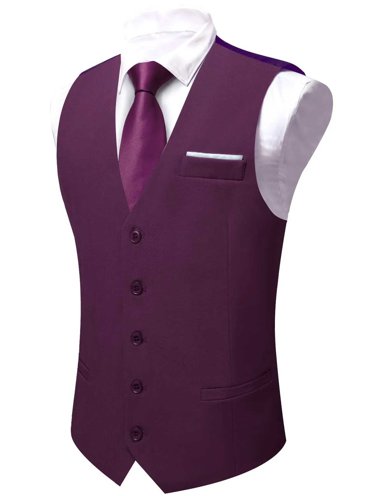 Ties2you Work Vest Dark Byzantium Purple Solid Button Silk Mens Vest Top