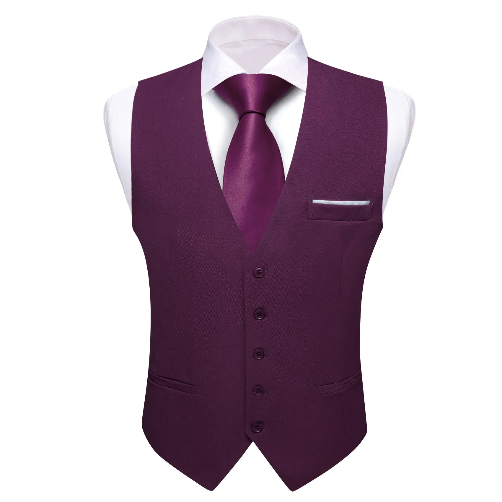 Ties2you Work Vest Dark Byzantium Purple Solid Button Silk Mens Vest Top