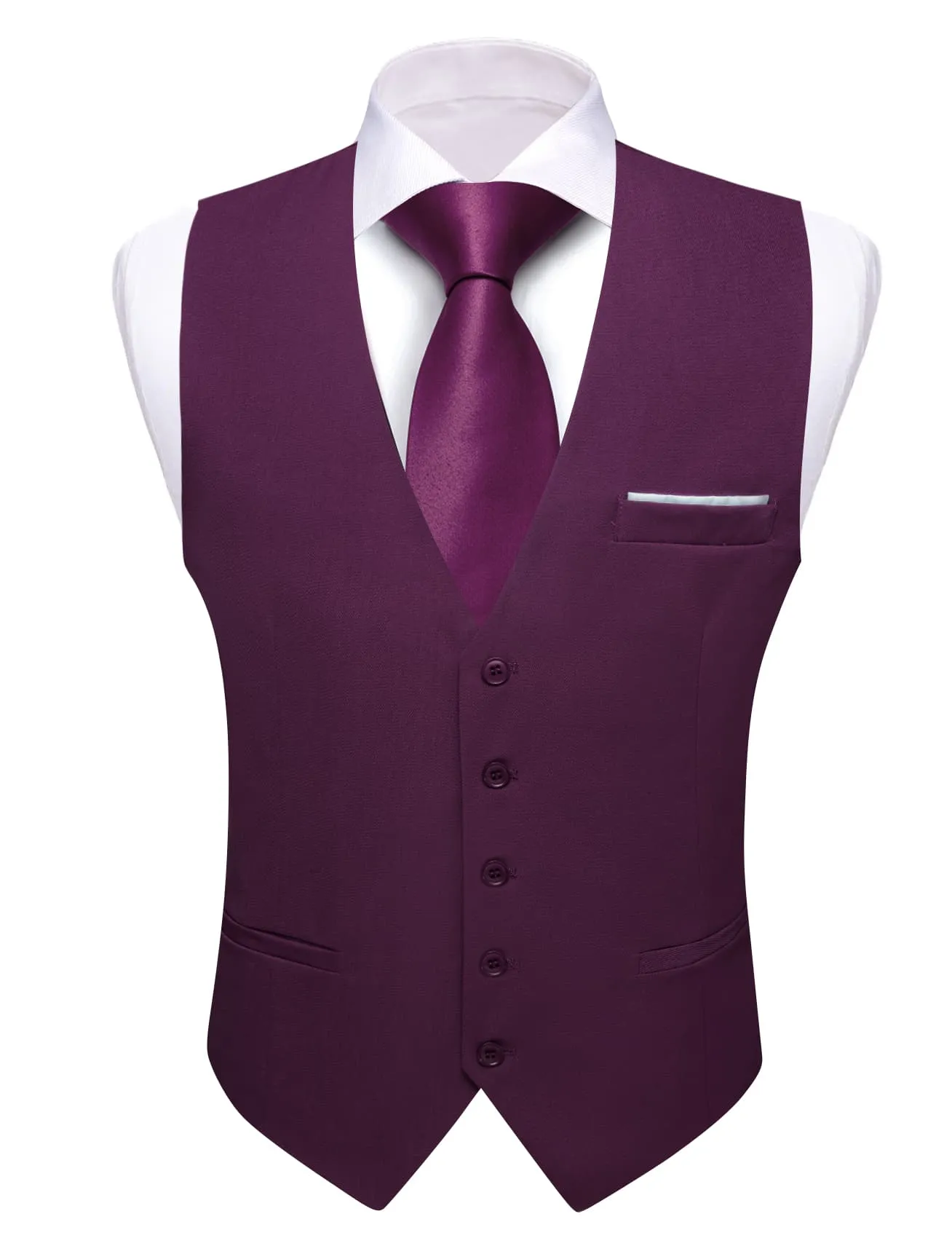 Ties2you Work Vest Dark Byzantium Purple Solid Button Silk Mens Vest Top