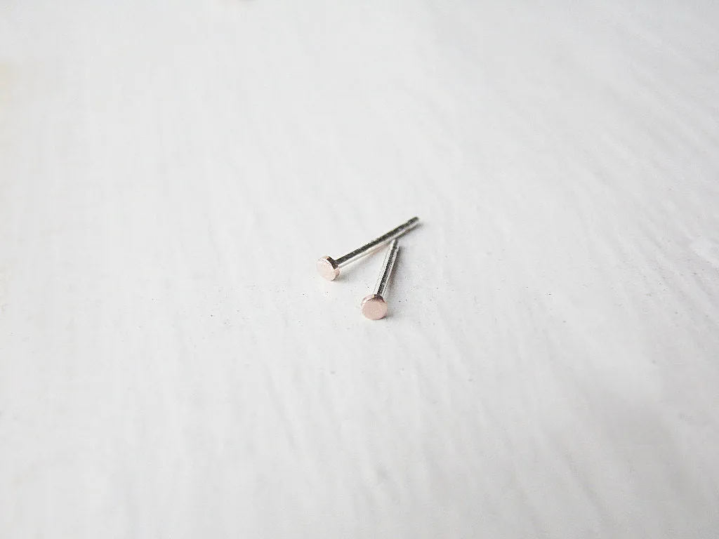 Tiny 14k Rose Gold Fill Post Earrings 1.5mm