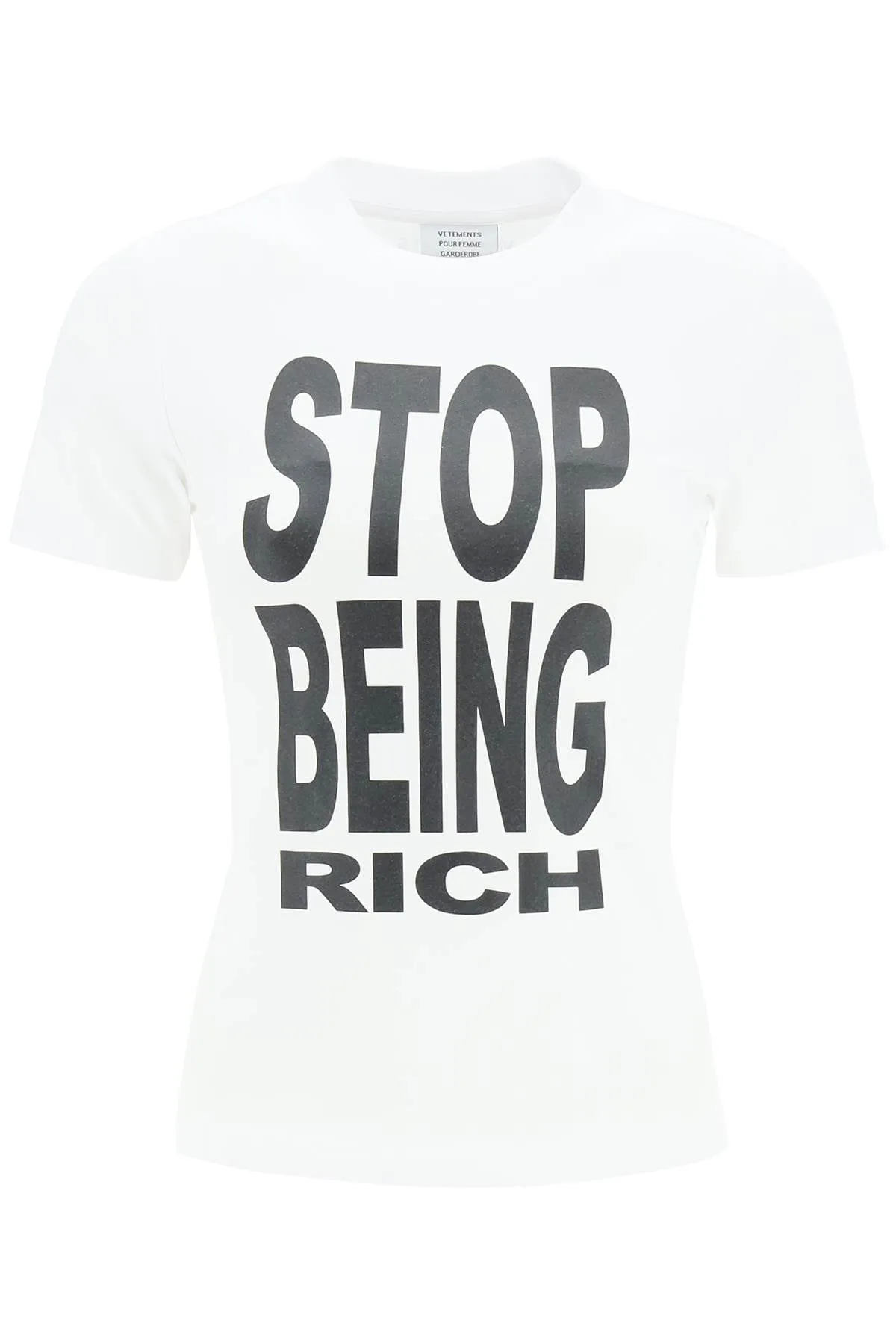 Vetements 'stop being rich' slim fit t-shirt