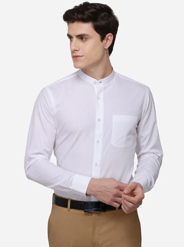 White Solid Slim Fit Formal Shirt | Metal