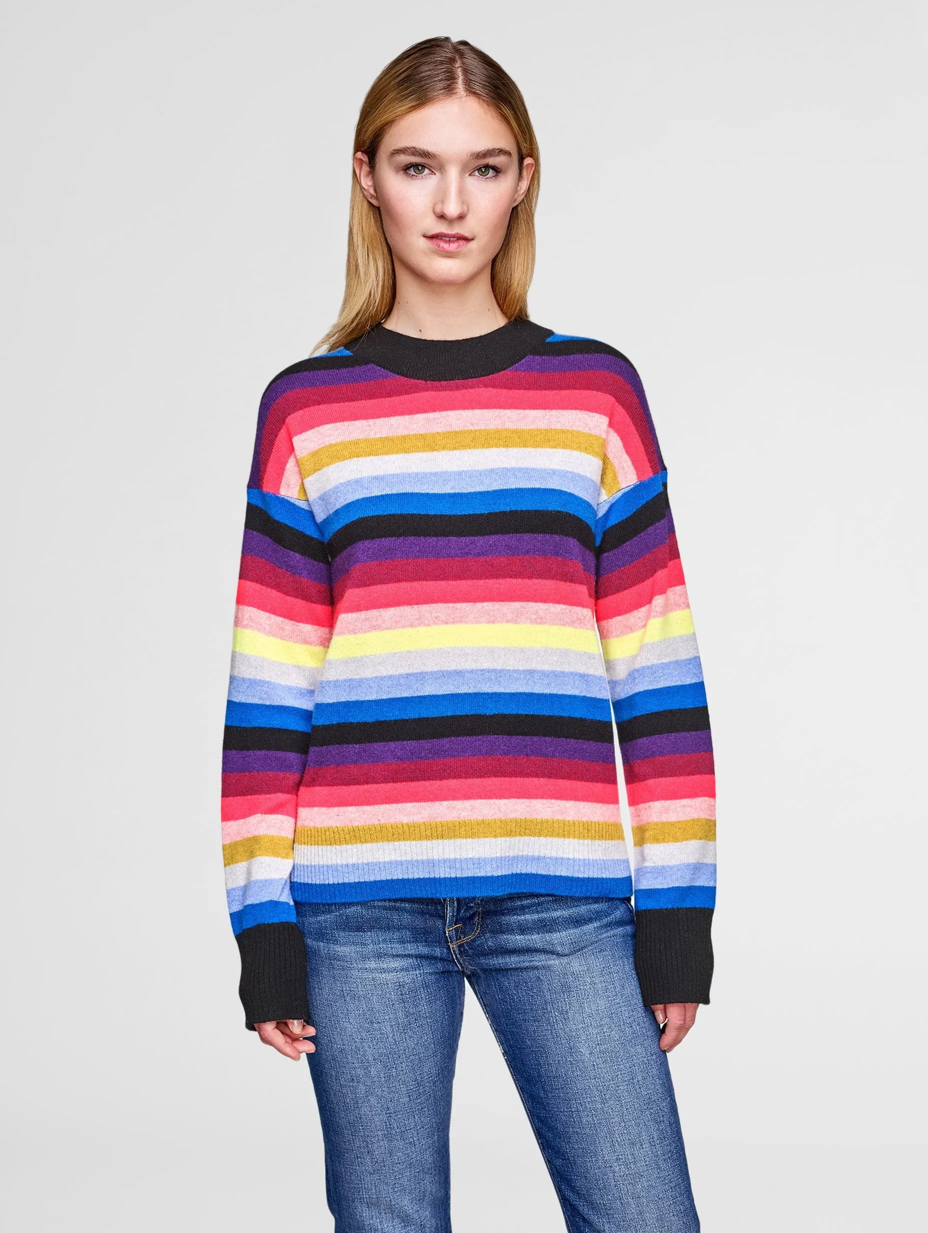 White   Warren - Multicolor Stripe Crewneck Chroma Multi