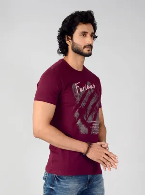 Wine Printed Slim Fit T-shirt | Greenfibre