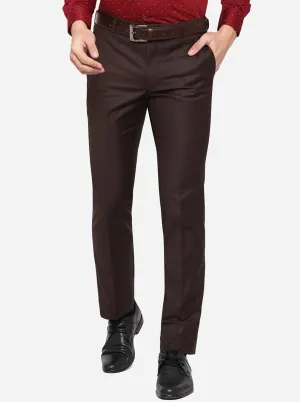 Wine Solid Slim Fit Formal Trouser | Metal