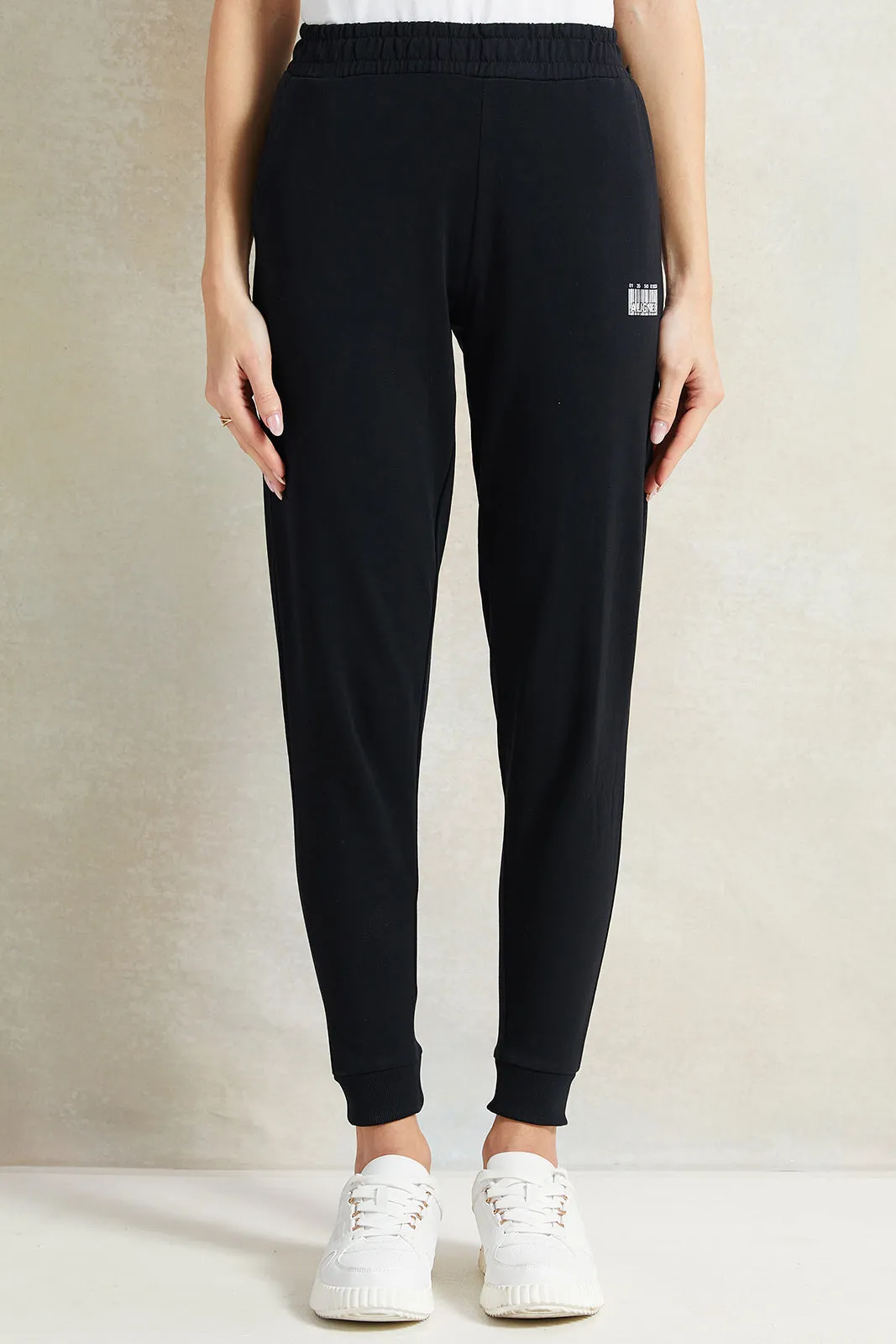 Women Black Printed Active Pants