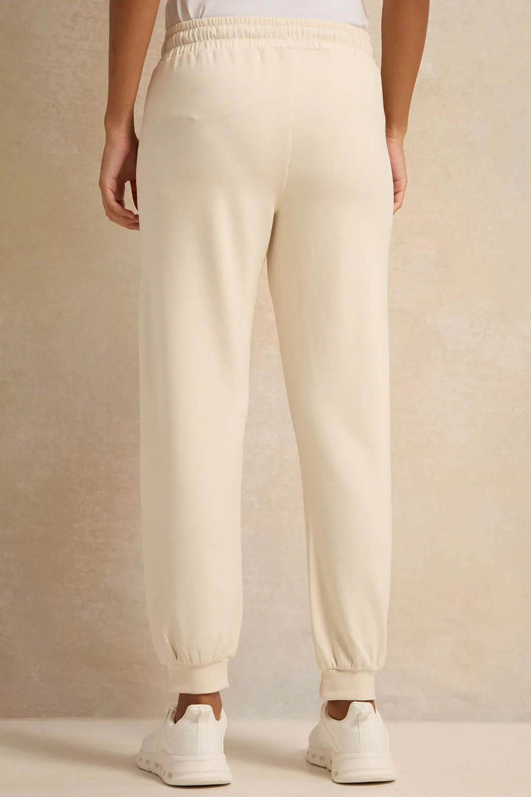 Women Ivory Zipper Active Pants