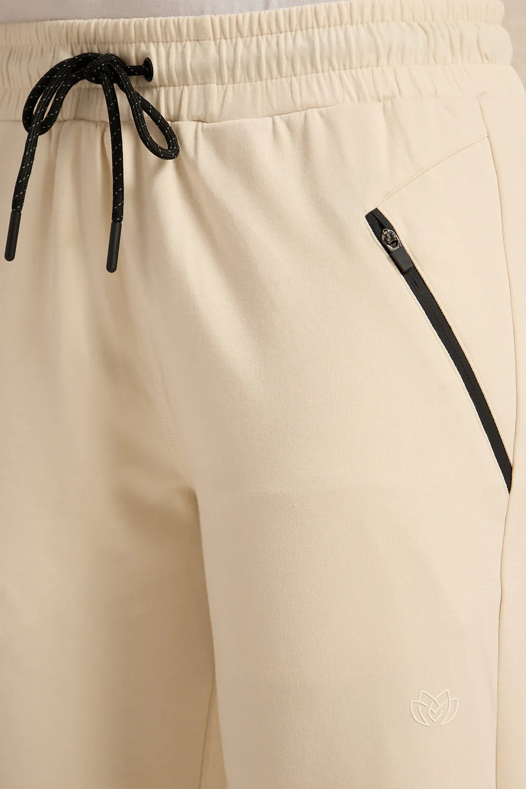 Women Ivory Zipper Active Pants