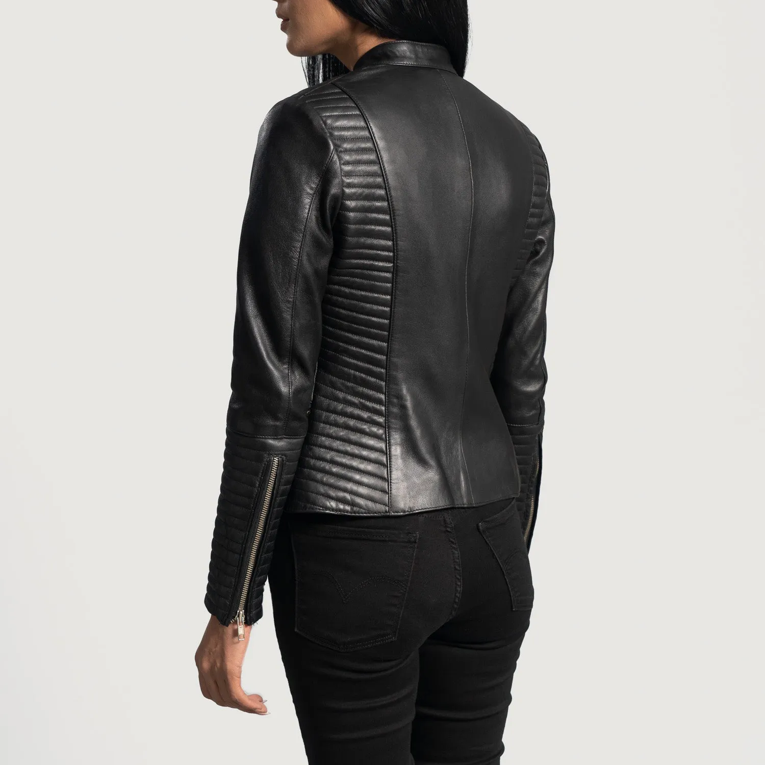 Women's Slim Fit Black Leather Biker Jacket