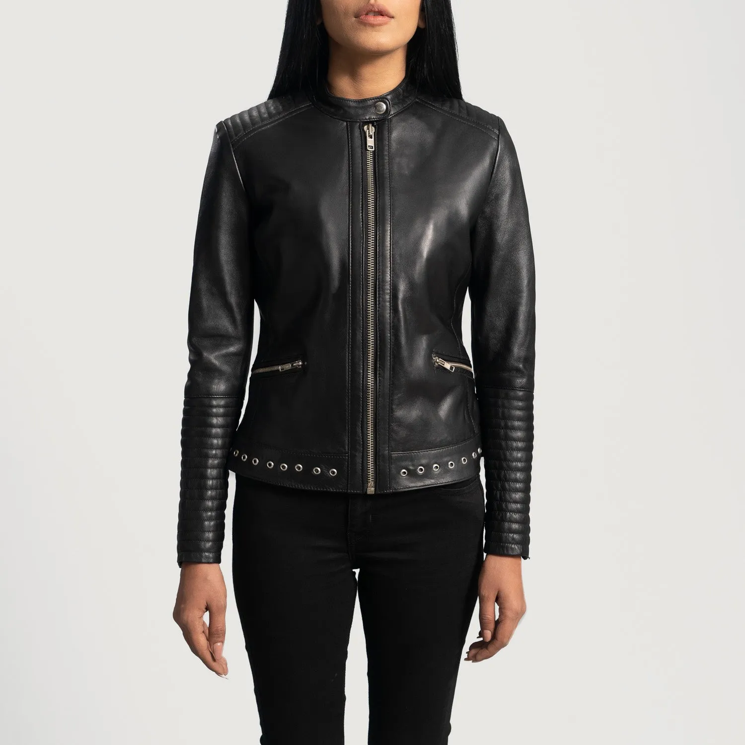 Women's Slim Fit Black Leather Biker Jacket