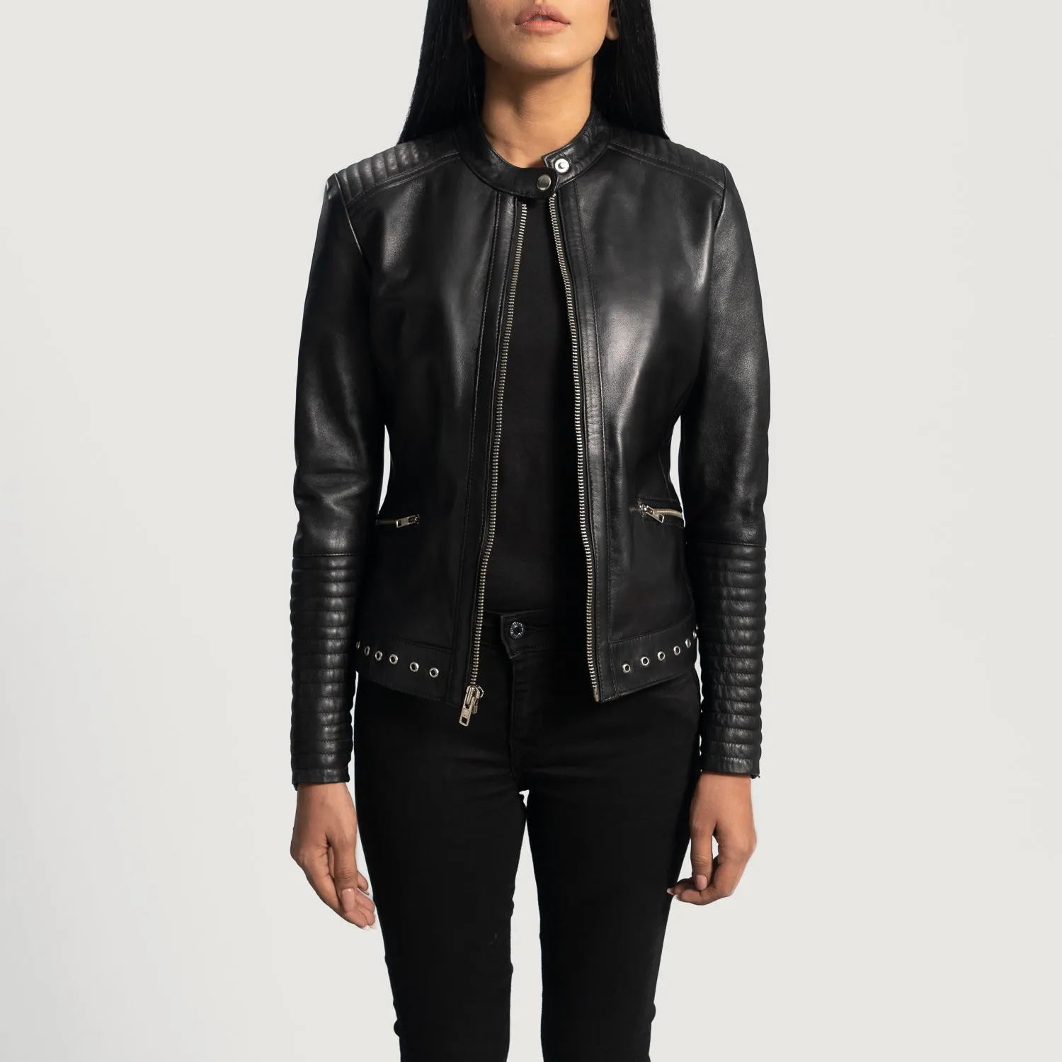 Women's Slim Fit Black Leather Biker Jacket