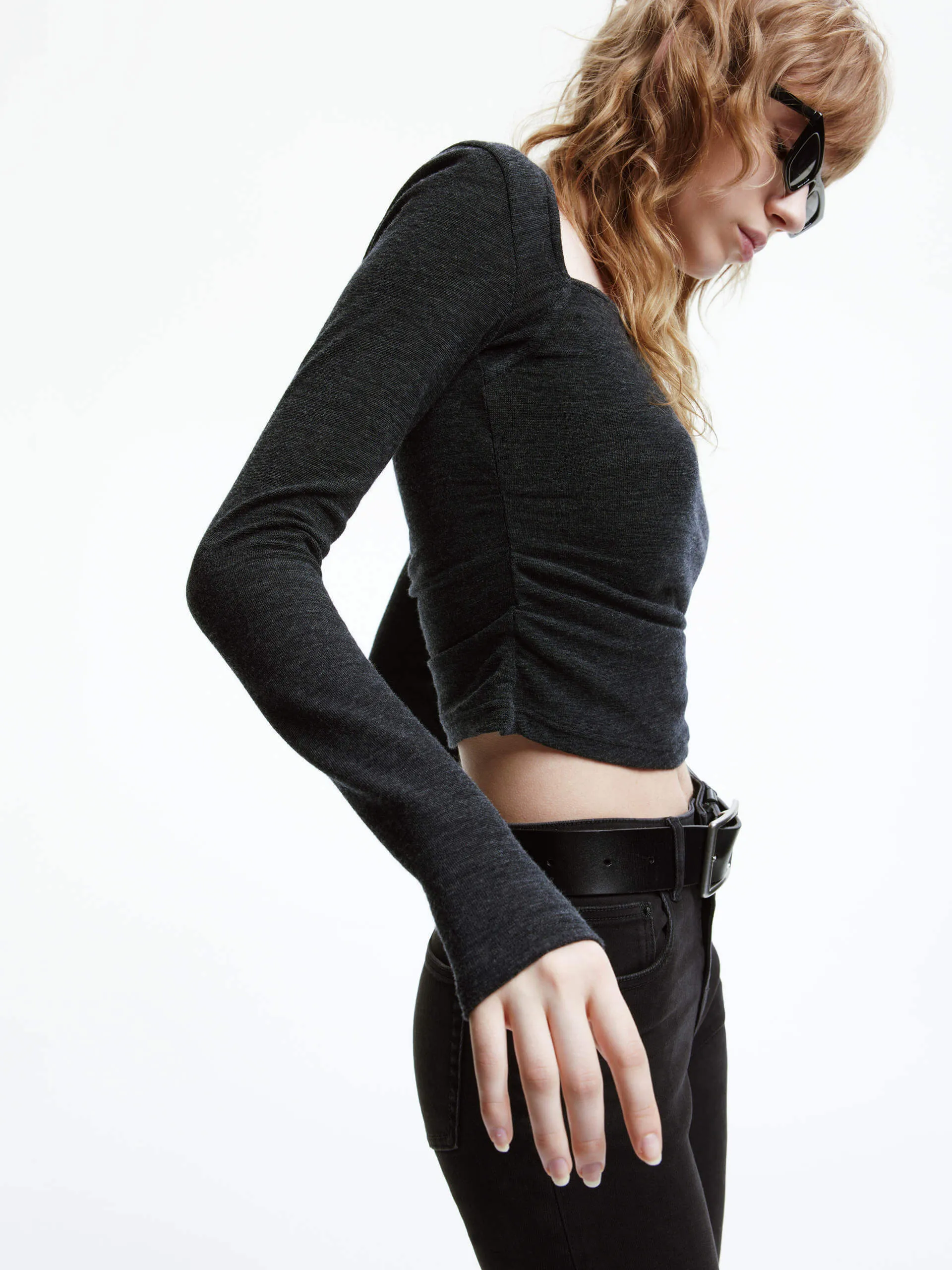 Wool Square Neck Knit Top