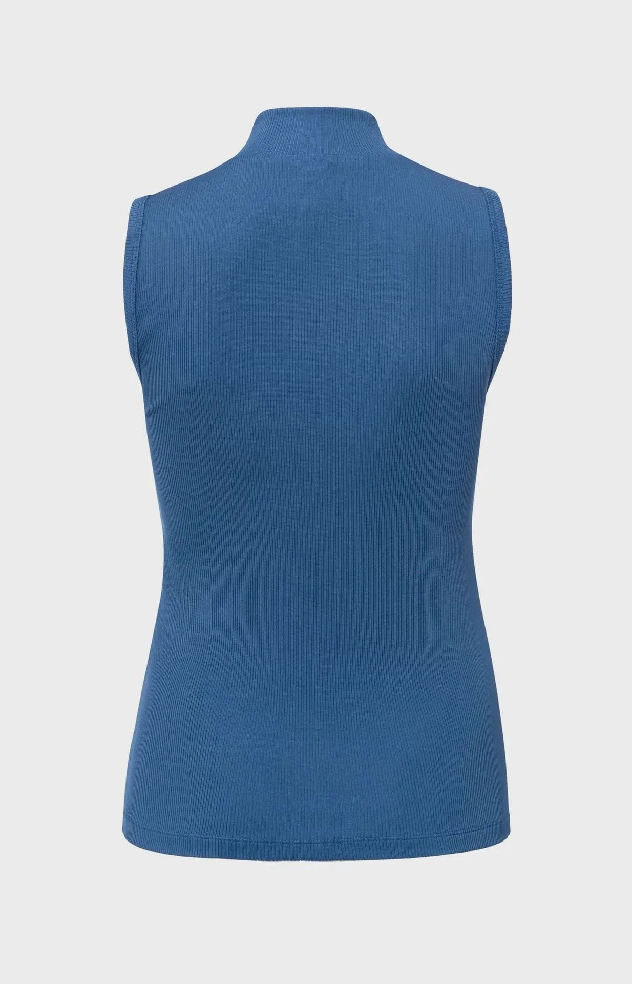 Yaya Ribbed Singlet High Neck Slim Fit Cobalt Blue