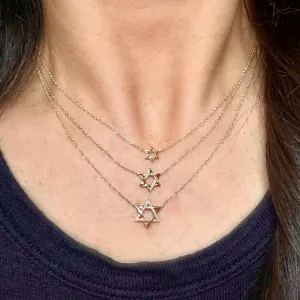 Yellow Gold & Diamond Star of David Necklaces