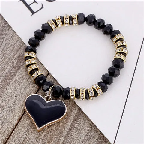 ZOSHI Romantic Vintage Bracelets For Women Heart Pendant Bracelets with crystal Shambhala Beads Fit Pan Bracelets Jewelry