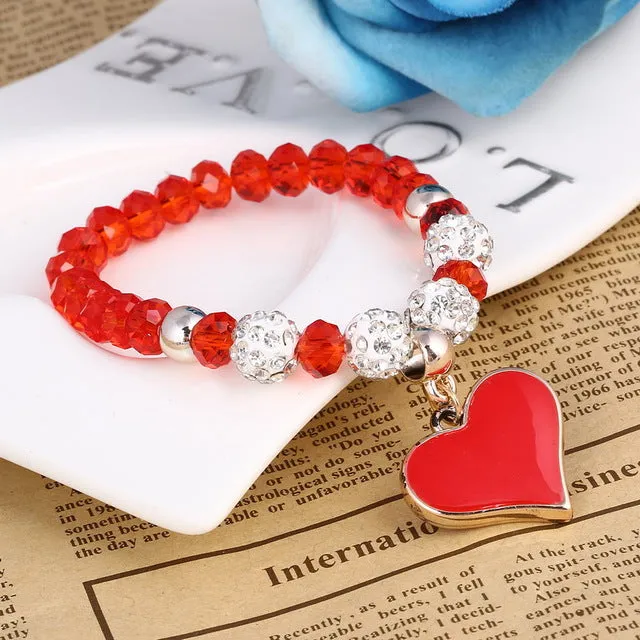 ZOSHI Romantic Vintage Bracelets For Women Heart Pendant Bracelets with crystal Shambhala Beads Fit Pan Bracelets Jewelry