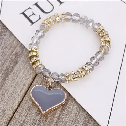 ZOSHI Romantic Vintage Bracelets For Women Heart Pendant Bracelets with crystal Shambhala Beads Fit Pan Bracelets Jewelry