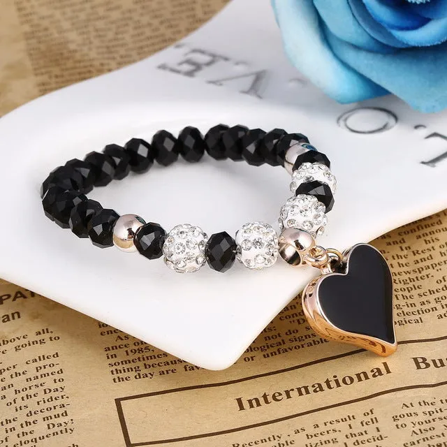 ZOSHI Romantic Vintage Bracelets For Women Heart Pendant Bracelets with crystal Shambhala Beads Fit Pan Bracelets Jewelry