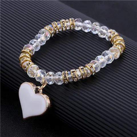 ZOSHI Romantic Vintage Bracelets For Women Heart Pendant Bracelets with crystal Shambhala Beads Fit Pan Bracelets Jewelry