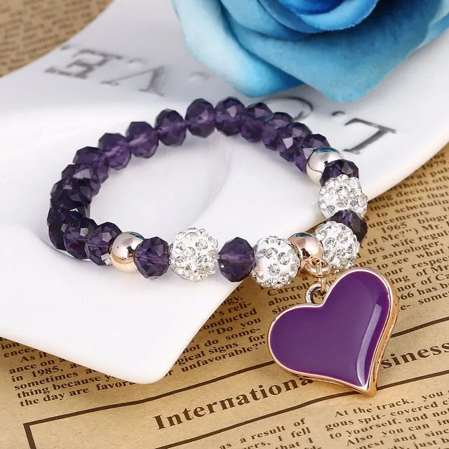 ZOSHI Romantic Vintage Bracelets For Women Heart Pendant Bracelets with crystal Shambhala Beads Fit Pan Bracelets Jewelry