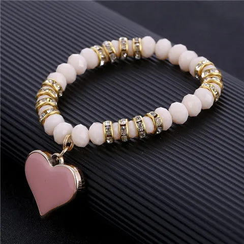 ZOSHI Romantic Vintage Bracelets For Women Heart Pendant Bracelets with crystal Shambhala Beads Fit Pan Bracelets Jewelry